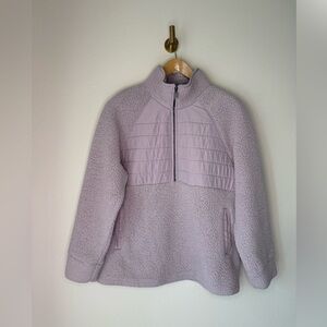 Dakini Women’s Lavender Sherpa Fleece Quarter Zip Pullover Jacket size XL